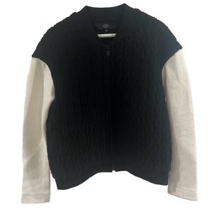 Tibi Wool cableknit wool blend bomber sweater jacket